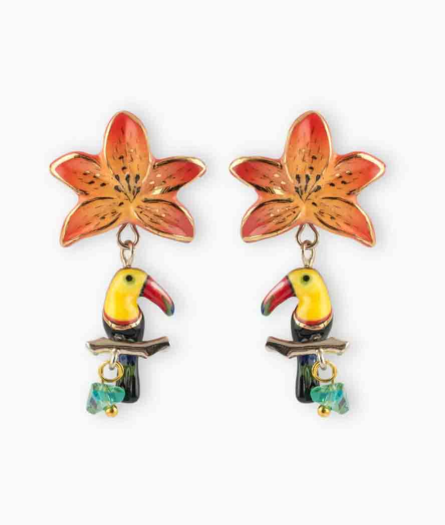 Nach – Серьги ”Тукан и лилия”