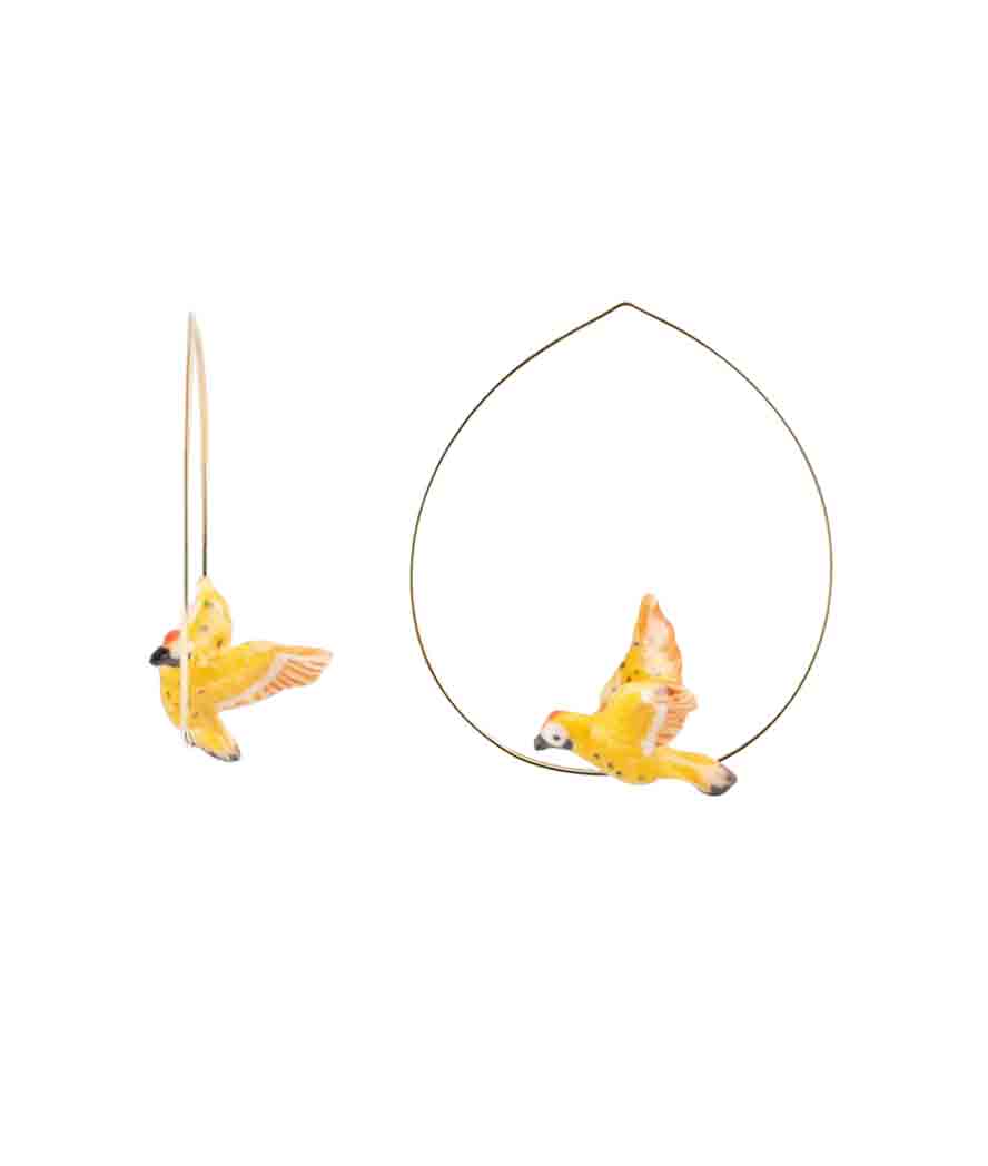 Nach – Круглые серьги ”Птица-пересмешник”